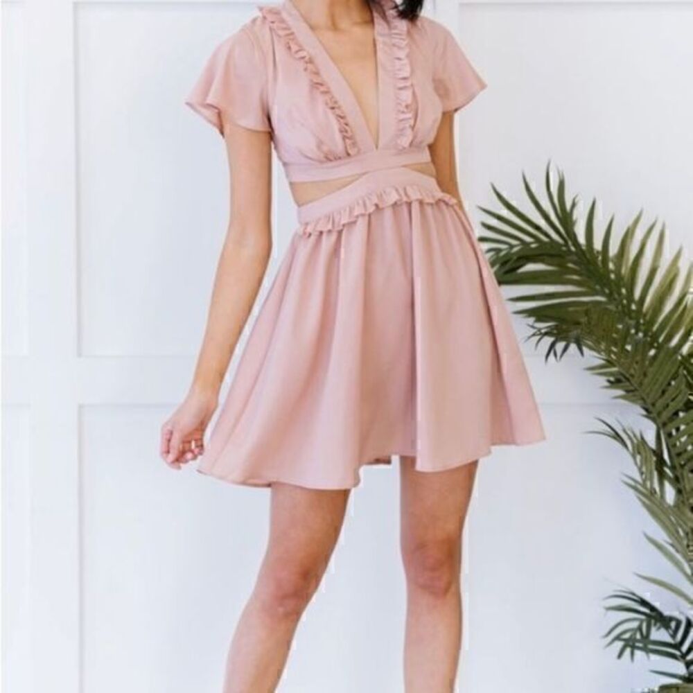 Hopeless Romantic Lace-Up Mini Dress in CHAMPAGNE